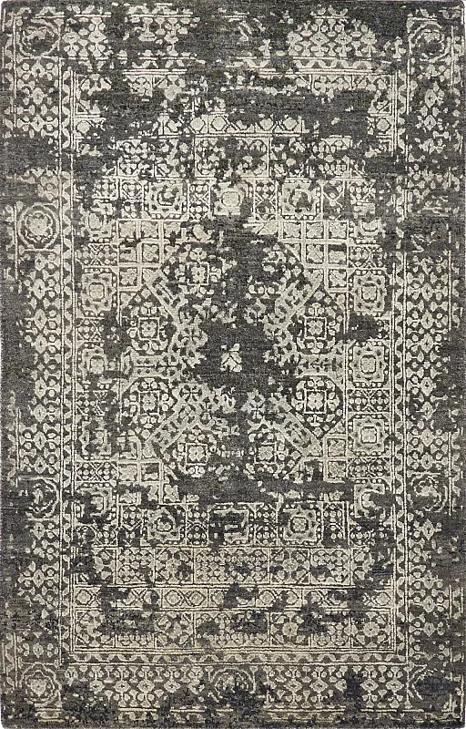Индийский ковёр из шерсти и арт-шёлка (26/MV-1940/CHARCOAL/153x9)