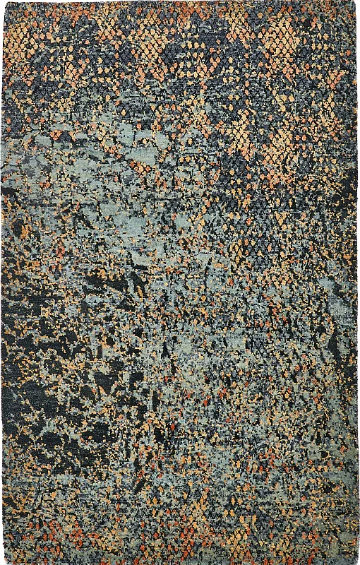 Индийский ковёр из шерсти и арт-шёлка (MV-1934/153x97/Blue)