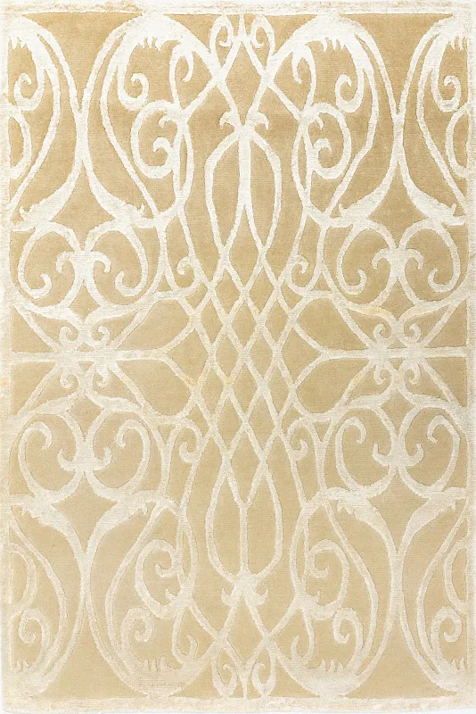 Индийский ковёр из шерсти и арт-шёлка (83/MV-1976/102x150/Beige/)