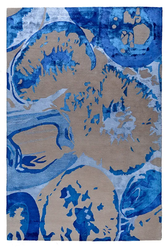 Индийский ковёр из шерсти и вискозы (HT937/GREY/BLUE/300x200)