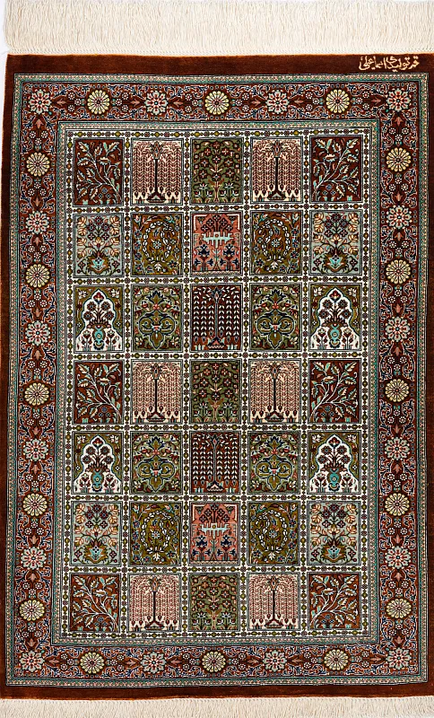 Иранский ковёр из шёлка  (13-43513/88x60) 