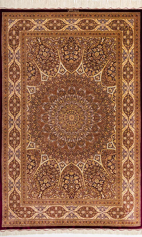 Иранский ковёр из шёлка (12-788/240x155)