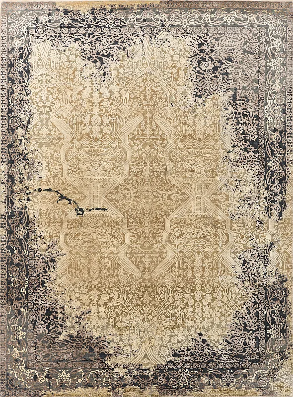 Индийский ковёр из шерсти и бамбука (21-1064/369х273)