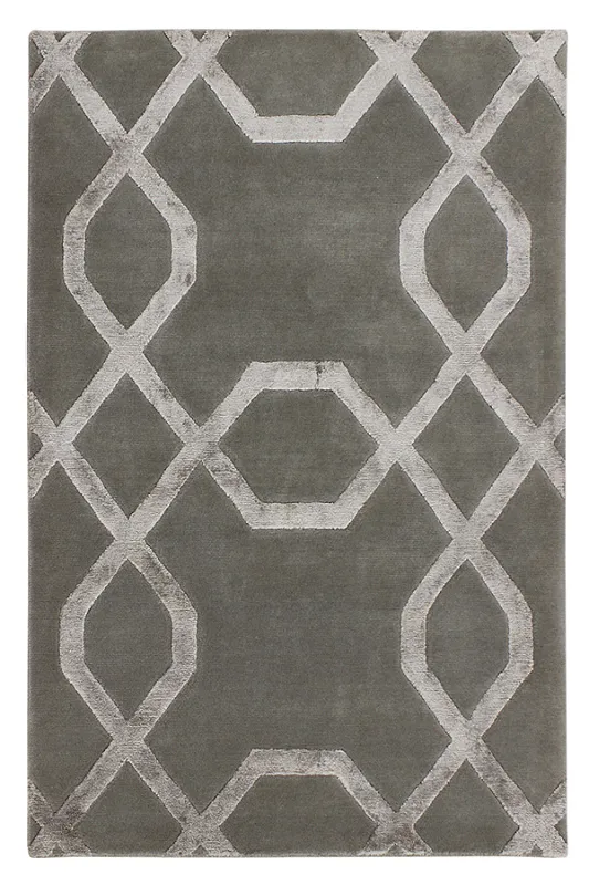 Индийский ковёр из шерсти и арт-шёлка (92/MV-1982/106x149/Grey/И)