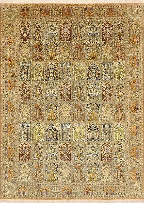 Индийский ковёр из шёлка (14-3584/373x274)