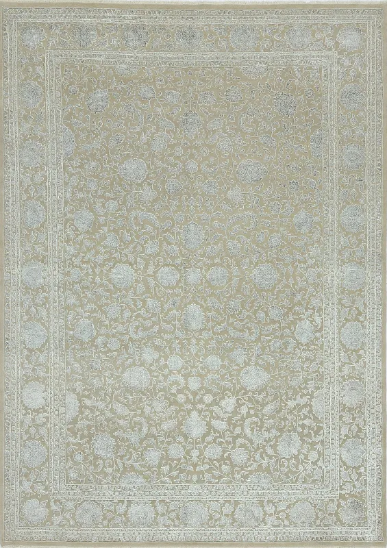 Индийский ковёр из шерсти и вискозы (25-9/2793/GrGr/422x302)