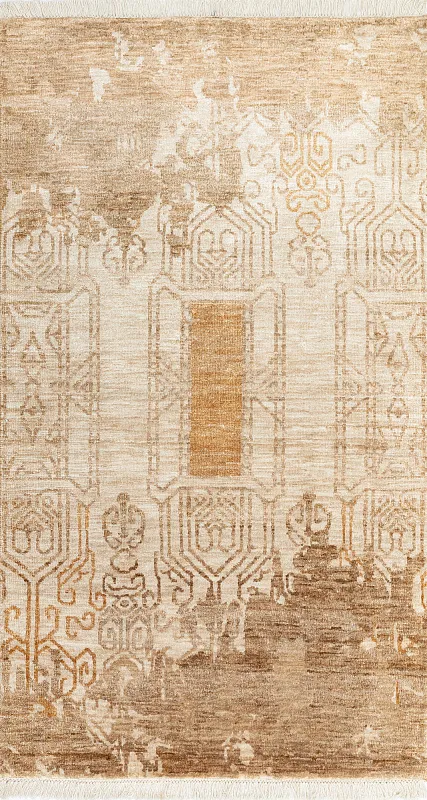 Индийский ковёр из шерсти и арт-шёлка (121/MV-2002/103x155/Beige)