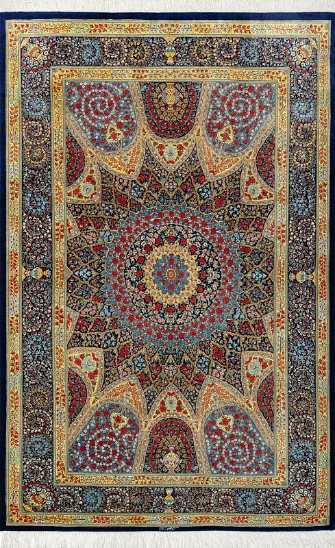 Иранский ковёр из шёлка (16-5032-0212/215x140)