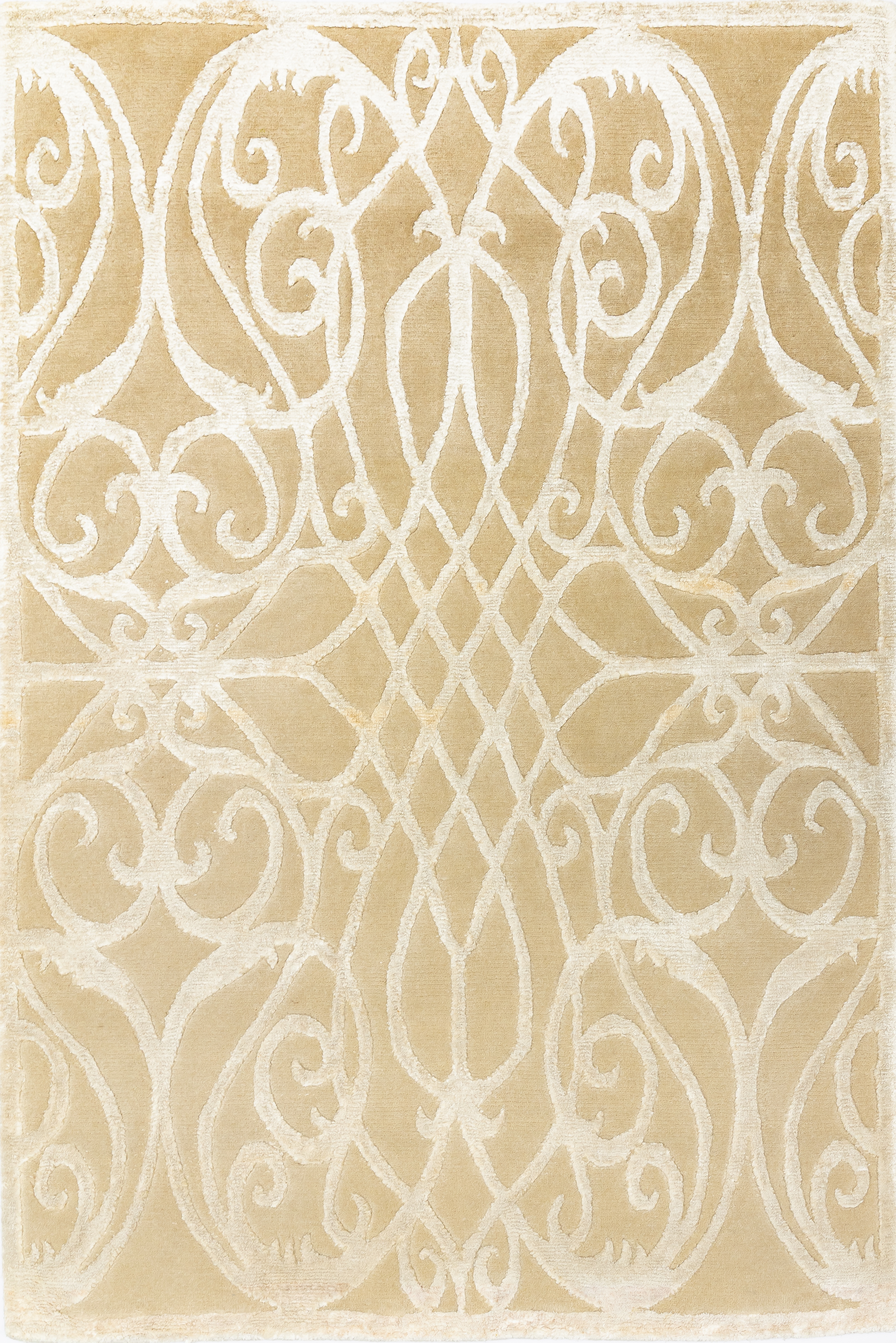 Индийский ковёр из шерсти и арт-шёлка (83/MV-1976/102x150/Beige/)
