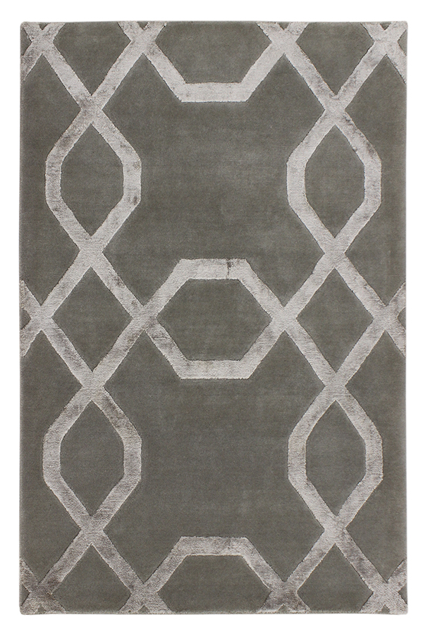 Индийский ковёр из шерсти и арт-шёлка (92/MV-1982/106x149/Grey/И)
