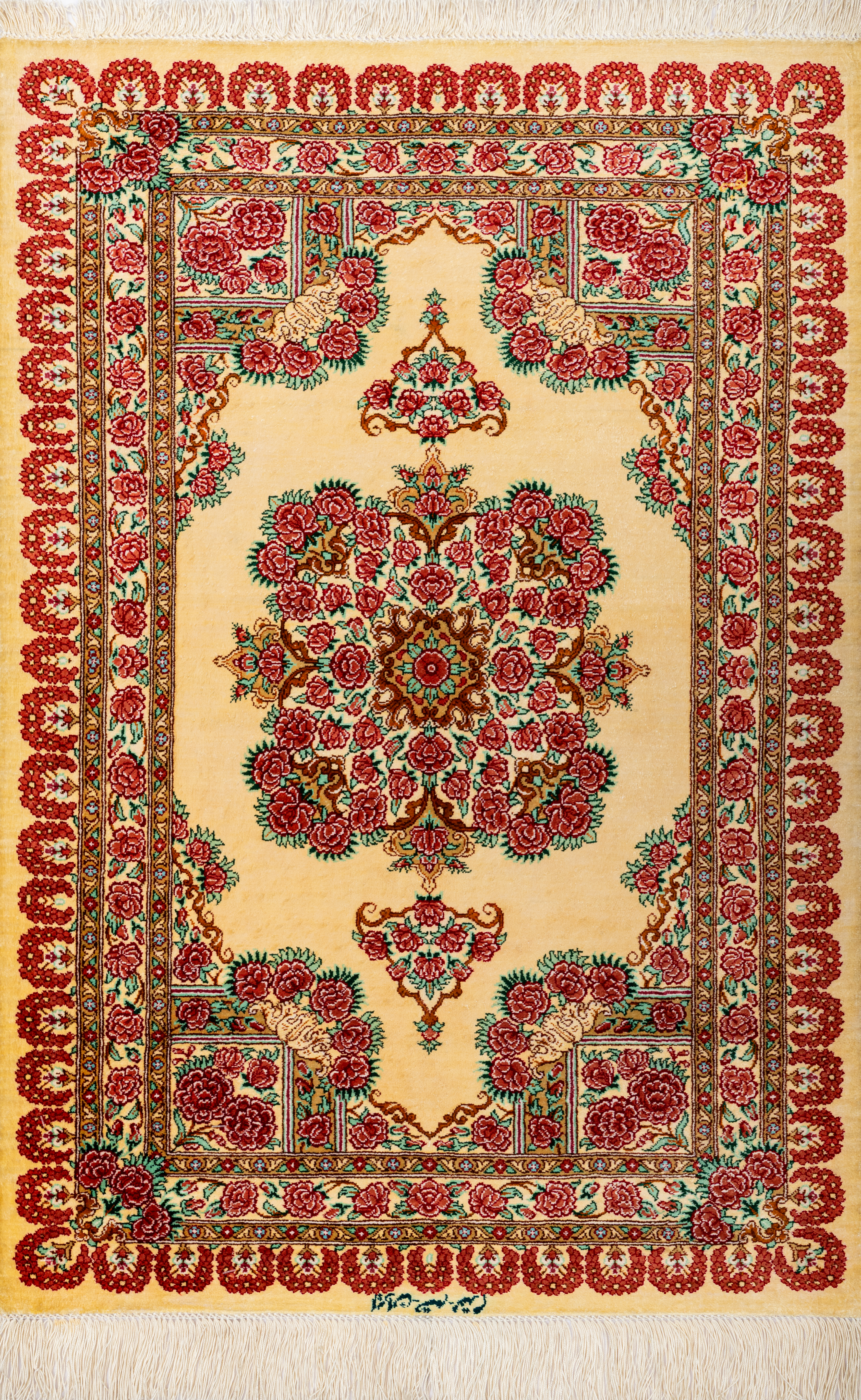 Иранский ковёр из шёлка (11-384/88x60) 
