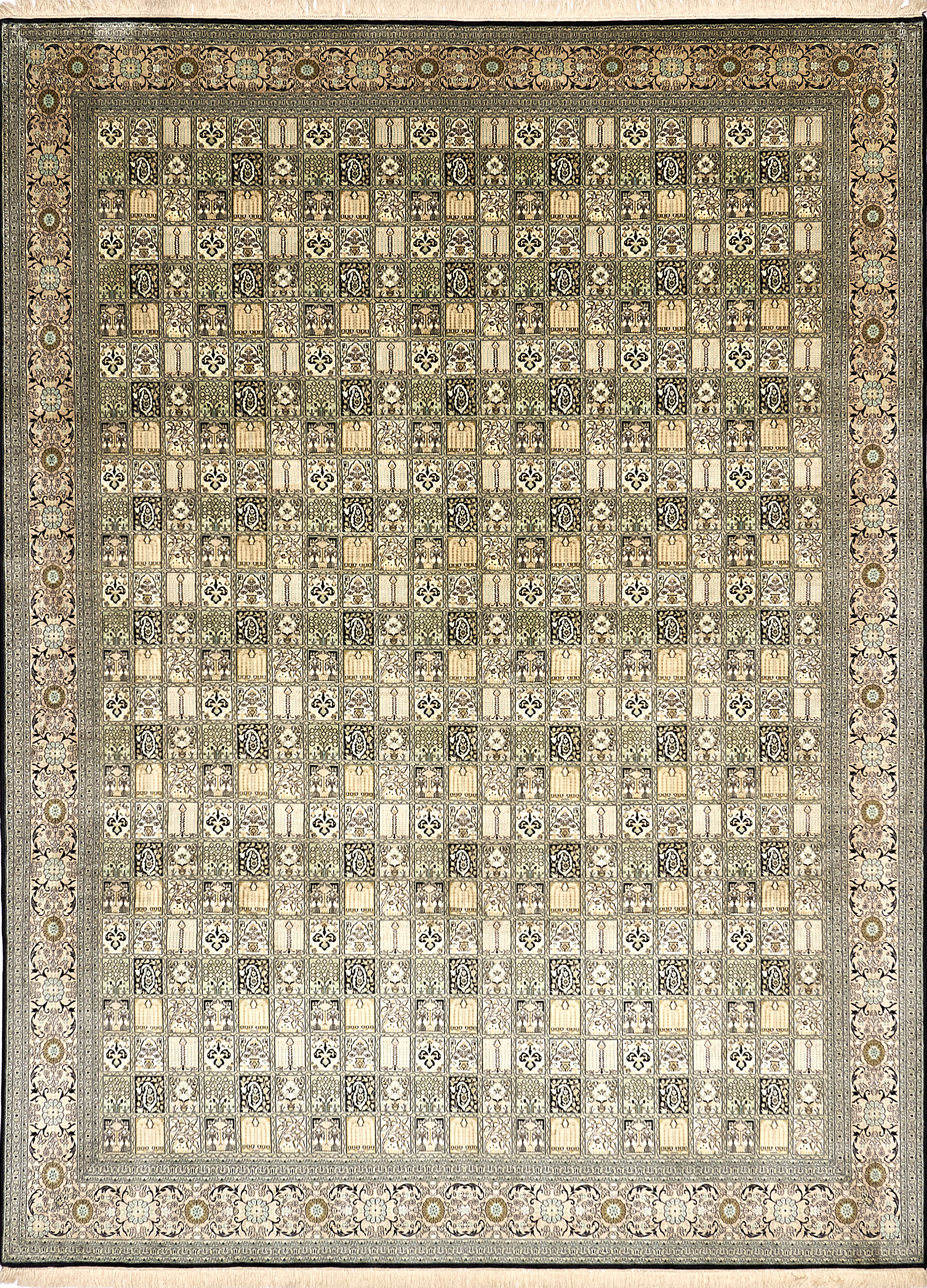 Индийский ковёр из шёлка (12-3303/374x280)