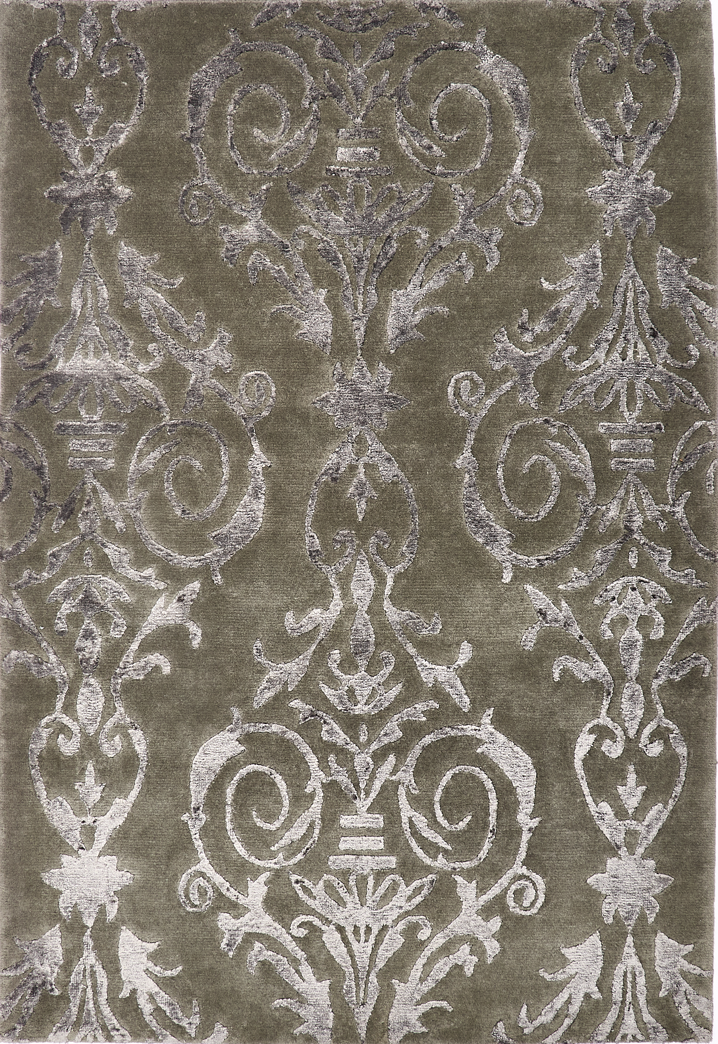 Индийский ковёр из шерсти и арт-шёлка (MV-1980/154x103/Grey) 