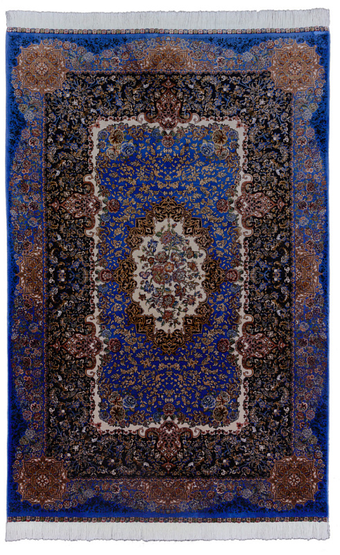 Иранский ковёр из шёлка и модала (QUM 633 /Blue/225x150) 