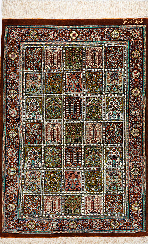 Иранский ковёр из шёлка  (13-43513/88x60) 