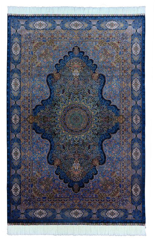 Иранский ковёр из шёлка и модала (QUM 635 /Navy/150x100) 