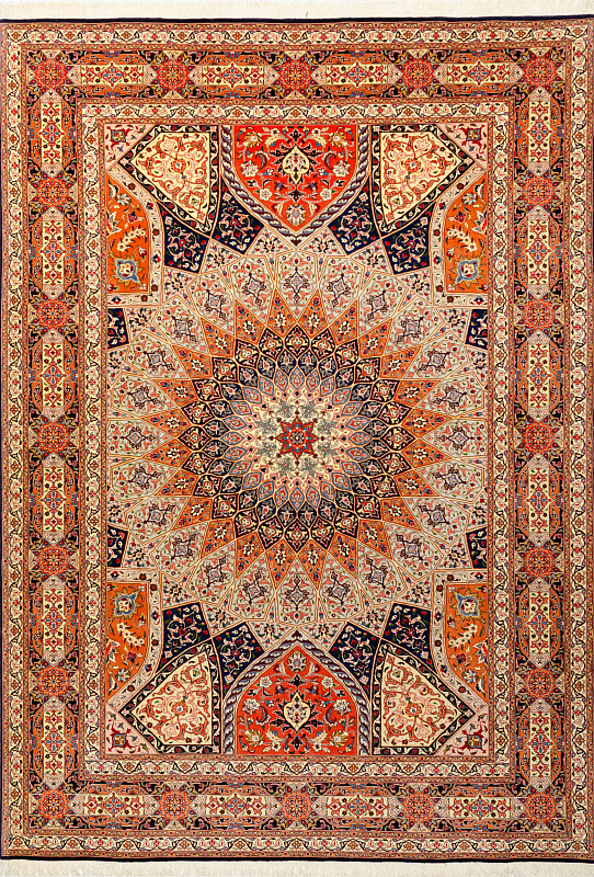 Иранский ковёр из шерсти и шёлка (11-335/350x248) 