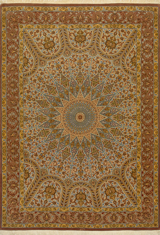 Иранский ковёр из шерсти и шёлка (10-87/350x250)