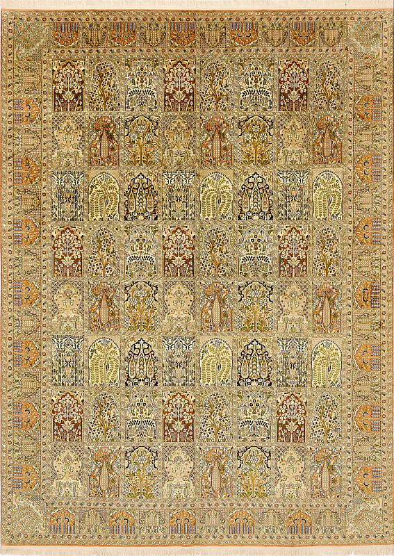 Индийский ковёр из шёлка (14-3584/373x274)